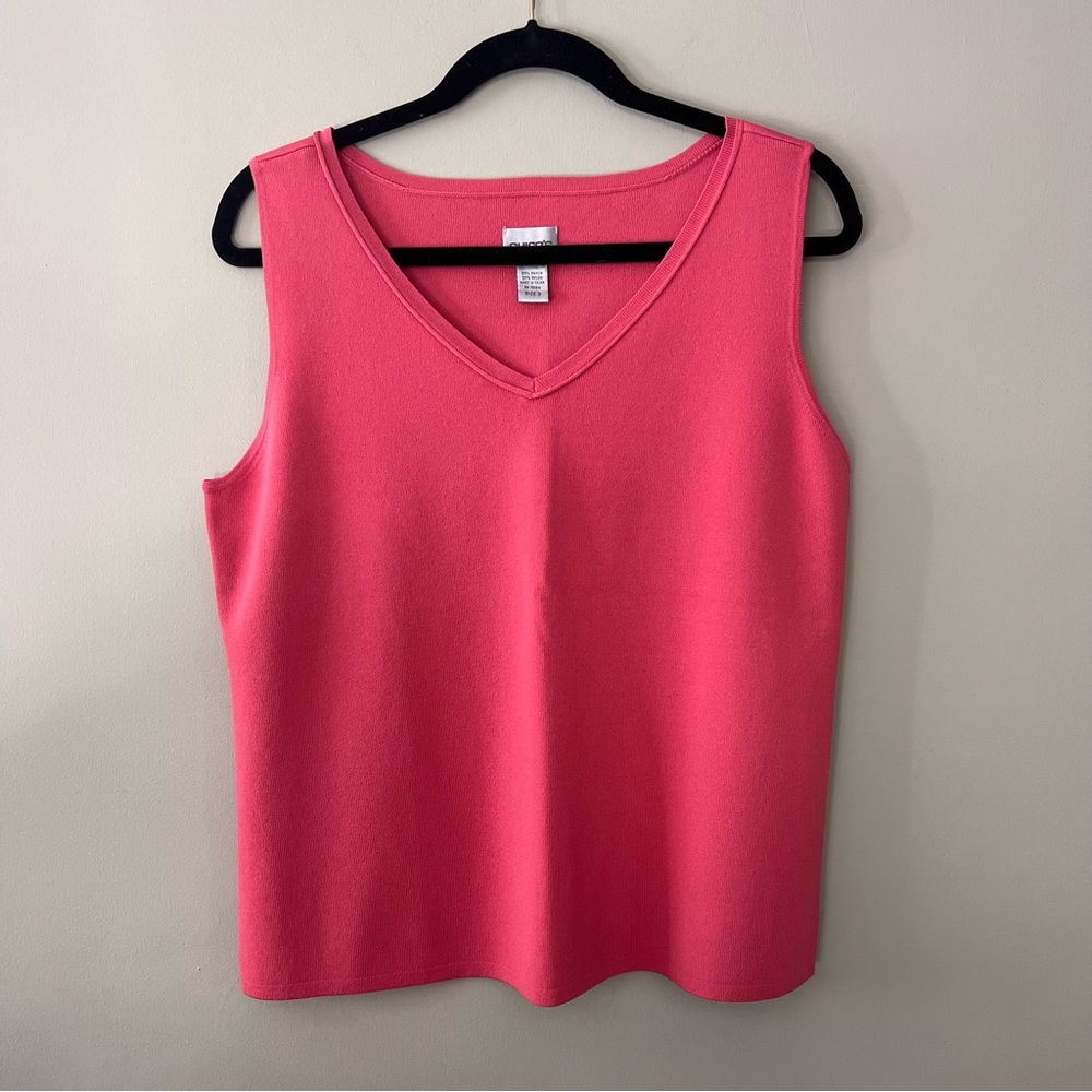 Salmon Pink Chico’s Rayon knit v-neck tank top size Chico’s 3 size XL like new